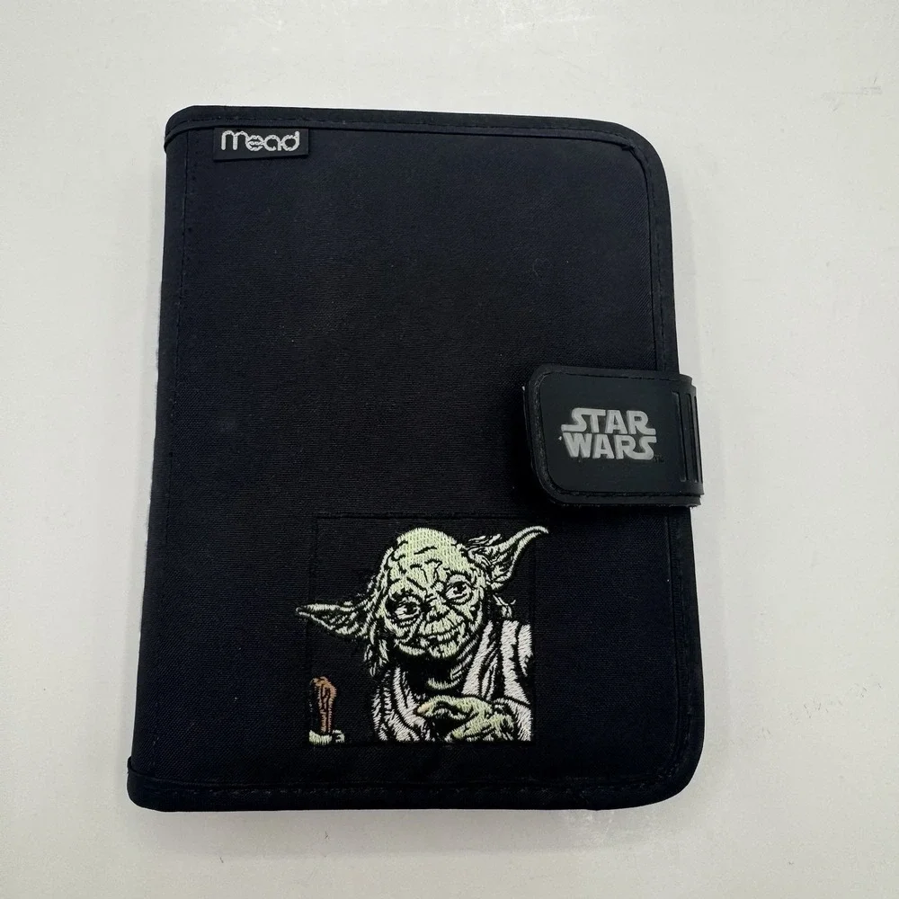 Vtg 90s Mead Star Wars Embroidered Yoda Planner Agenda Organizer Binder Nylon
